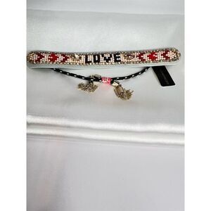 Rebecca Minkoff 'Love' Gray Beaded Adjustable Bracelet Handmade slip Tie Closure